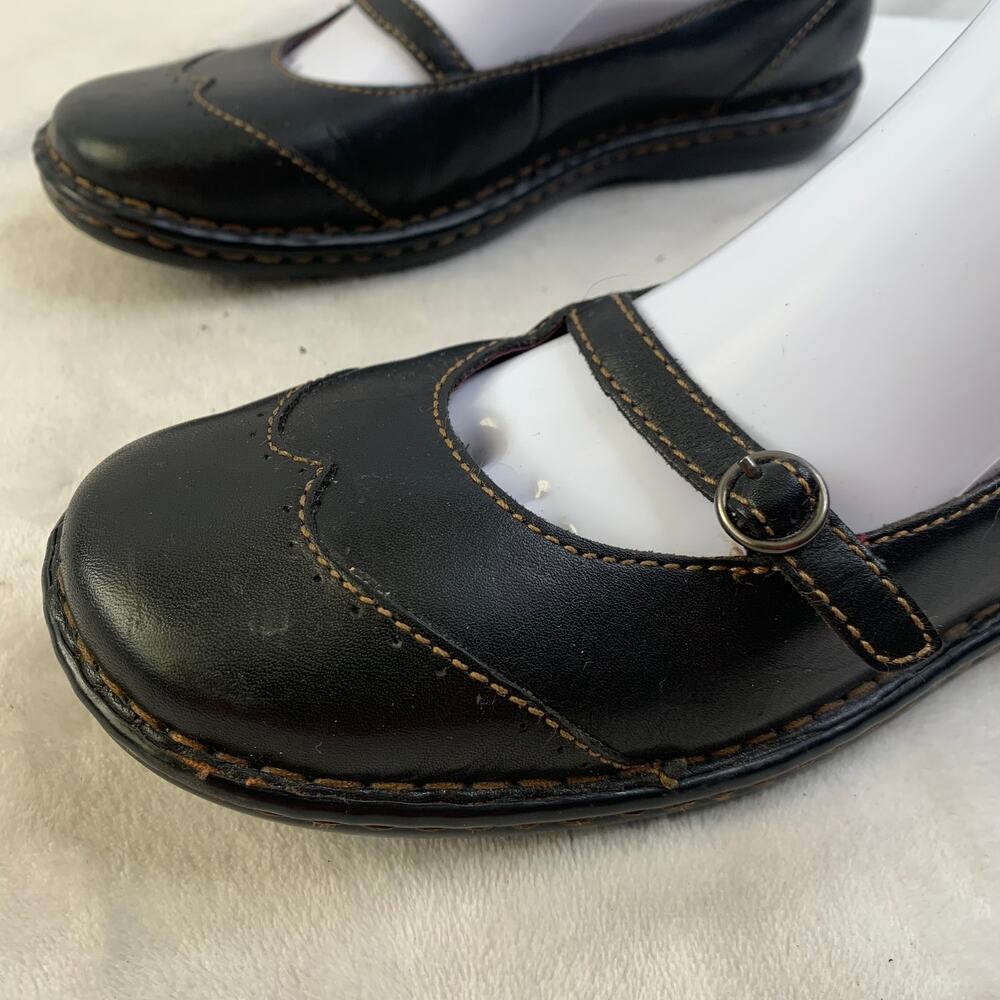 Born Jem Black Leather Mary Jane Flats Womens Sz 10 Babydoll Top Strap READ - Picture 3 of 9